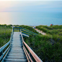 Wooden steps leading to beach at Pinery Provincial