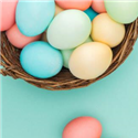 A basket full of colourful Easter eggs